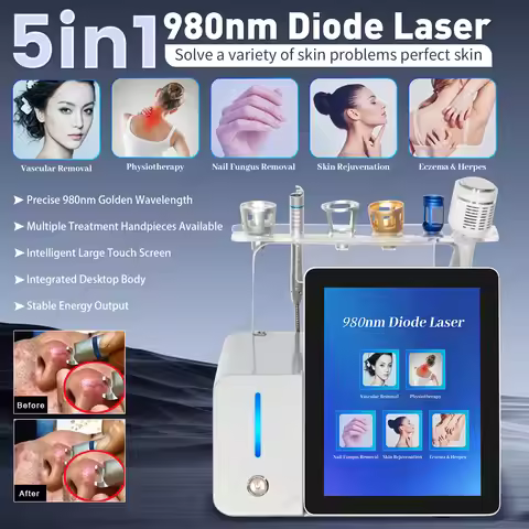 5 in 1 980 nm Diode Lase Machine Vascular Improvement Nail Care Skin Rejuvenation Physiotherapy Ecze