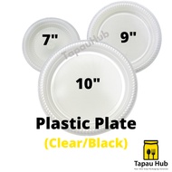 Disposable Plastic Plate/ Pinggan Pakai Buang/ Pinggan Plastik (hitam/clear) (50pcs/30pcs)
