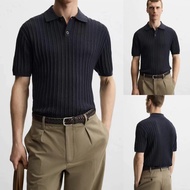 2025 Summer New Mens Cotton And Linen Blended Slim Straight Tube Short Sleeve Knitted Polo Shirt 289