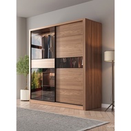 Wardrobe Sliding Door Cabinet Walnut Small Apartment Wardrobe Household Color Wardrobe Nordic Slidin