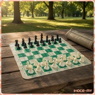 [IhoceMY] Outdoor Chess Game 51cm Foldable Leather Board Resin Complete Chess Set for Training and T