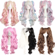 Coslay Anime Wig lolita Cute lolita lolita Double Ponytail Tiger Clip Long Curly Hair Wig