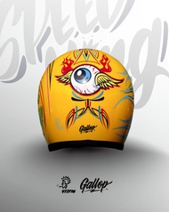 日本 虹彩屋 × Gallop- SPEED KING 復古安全帽 黃色