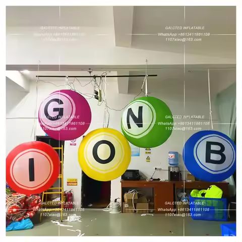 Inflatable Bingo Ball Set with Blower Giant Bingo Game Night Event Advertising Display for Party Dec