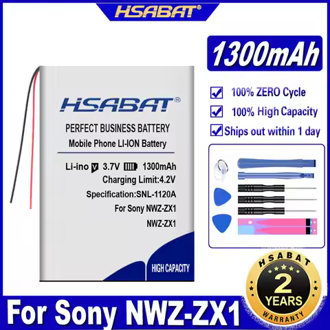 HSABAT NWZ-ZX1 1300mAh Battery for Sony NWZ-ZX1, Walkman NWZ-ZX1 Batteries