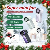 Pocket Fan 100 Gears Digital Display Kipas Mini Fan Portable USB Rechargeable Pocket Fan Super Wind 
