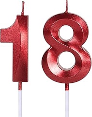 Red 18th & 81st Birthday Candles for Cakes, Number 18 81 Glitter Candle Cake Topper for Party Annive