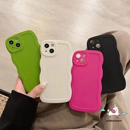 Luxury New Wavy Edge Simple Solid Color Phone Case Compatible For iPhone 7 8 Plus XR 11 12 13 Pro Max X XS MAX 7plus 8plus Candy Color Shockproof Camera Protector Back Cover