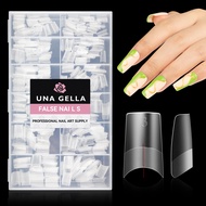 UNA GELLA Medium Square Gel x Nails - 504pcs Full Matte Square Gel x Tips Half Cover Clear False Nai