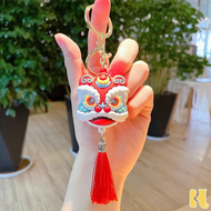 2024 New Year Lion Dance Head Keychain Chinese Wind Lion Dance Car Key Chain Bag Pendant Creative Small Gift