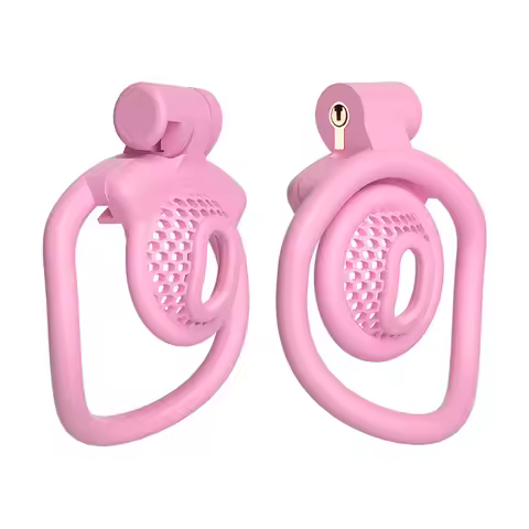 Male Positive Negative Honeycomb Chastity Lock Cage Fake Female Chastity Lock Plastic Lock Ring Beat