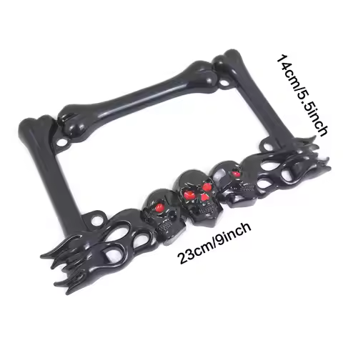 Motorcycle License Plate Frame Skull Decor Lightweight Motorbike Spare Parts Simple Assembly 9x5.5 I