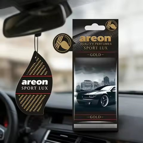 Areon Sport Lux gold Hanging Car Air Freshener Long-Lasting Odor Eliminator for Home Premium Carbon