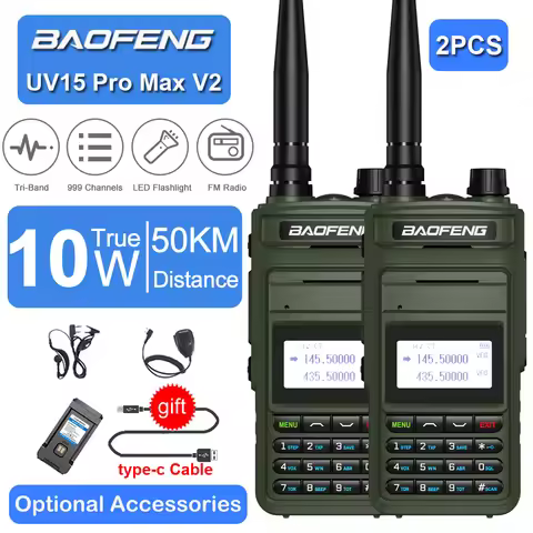 2PCS Baofeng 999CH CTCSS/DCS VOX 10W Walkie Talkie Long Range UHF VHF Dual Band CB FM Radio Two Way 