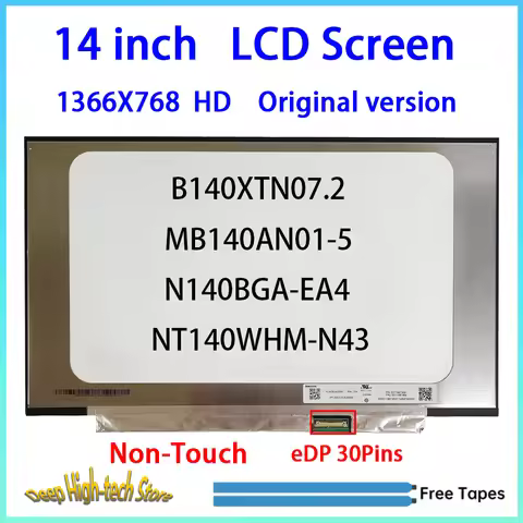 14 Inch HD Laptop LCD Screen NT140WHM-N43 B140XTN07.2 N140BGA-EA4 MB140AN01-5 Matrix Panel Replaceme