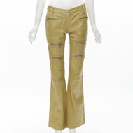 DOLCE GABBANA Vintage cargo zip pockets leather flared pants IT40 S