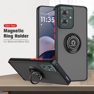 ​Matte Translucent Ring Holder Shockproof Case For Motorola Moto G55 Moto G35 Moto G35 55 Soft Frame