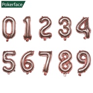 POKERFACE 16 Inch Foil Birthday Balloons Number Balloon Happy Birthday Party Decoration Rose Gold Fi