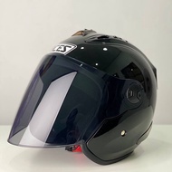 ACES R2 Black Open Face Helmet With Siap Smoke Visor Topi Keledar