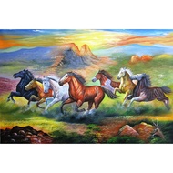 DIY Diamond Embroidery, Round Full Diamond beads Seven Horses Landscape rhinestone Diamond painting diamond painting cross stitch,beads painting