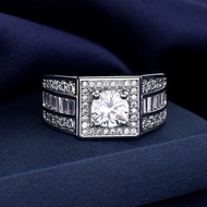 Petchara Jewelry แหวนเพชรโมอีสผู้ชาย 1 กะรัต เงินแท้ S925 น้ำ 100-98 D-VVS1 : F2021