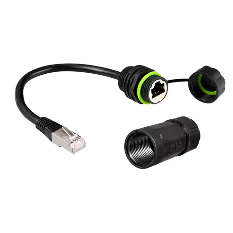 1PC RJ45 8p8c Waterproof Connector, RJ45 Male to Female, Panel Mount Type, Zinc Alloy Body+PA66 Plas