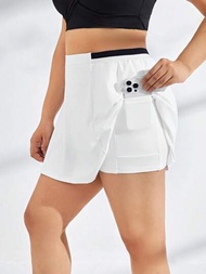 SHEIN Golf Casual 大尺碼女士運動短裙,附手機口袋