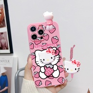 Samsung Galaxy M30 A40S A6 2018 A6S A6 Plus J8 2018 A8 M20 M10 M14 M54 F54 2018 A8S A8 Plus 2018 Cute 3D Hello Kitty Pink Phone Case Soft Cover Case with Holder Stand Lanyard