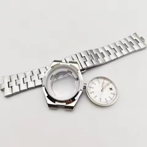 41mm Silver Gold Watch Case Mineral Fit 33mm Dial For VC Overseas ETA Miyota8215 DG2813 Automatic Mo