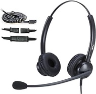 Telephone Headset RJ9 with Microphone Corded RJ9 Call Center Office Headset Noise Cancelling Dual Desk Headset for Yealink SIP-T21 SIP-T46G Panasonic KX-HDV130 Sangoma Snom 320 Grandstream GXP2170