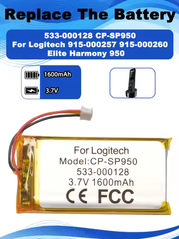 3.7V 1600mAh CP-SP950 Replacement Battery For Logitech 915-000257 915-000260 Elite Harmony 950 Batte