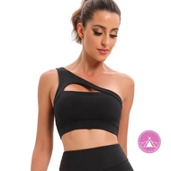 【LuckyBlueBird】Sports Bra Sexy Cutout One Shoulder Running Fitness Sports Yoga Wear Yoga Bra B28