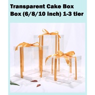 Transparent Cake Box 1-3 tier (6,8,10)inch Box Birthday Gift Box Packaging Kotak Hantaran Hari Jadi