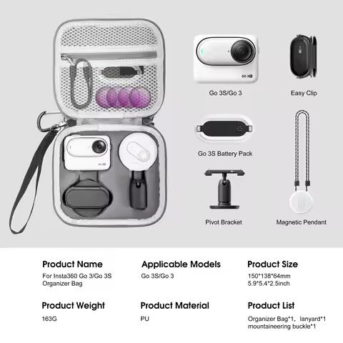Mini Protective Travel Case Compatible for Insta 360 GO 3 Action Camera Carrying Case for Insta360 G