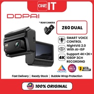 DDPAI Dash Cam Z60 Dual GPS 4G Three-Channel 4K 1080P NIGHT AI ISP 24h Parking Monitor 2 YEARS WARRA