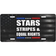 Stars Stripes and Equal Women's Rights Personalized Front Aluminum License Plate Suitable for Outdoo