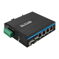 OLYCOM 6-Port Hardened Industrial DIN-Rail Network Switch 4 Gigabit PoE+ 2 x 1.25G SFP Fiber Ports 1