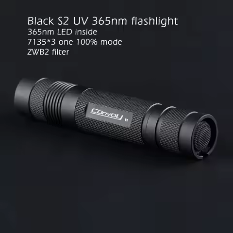 Convoy S2 UV 365nm flashlight ,UV 365nm LED ,7135*3 single mode,zwb2 filter installed,UVA 18650 Ultr