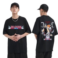 Vintage Anime Bleach Kurosaki Ichigo Double Sided Printed T Shirts Men Harajuku Vintage T-shirt Men's Loose Casual Tshirt XS-4XL-5XL-6XL