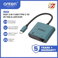 ONTEN UC289 Converter 2 in 1 TYPE C to VGA + LAN 100Mb/s -1080p 60hz | Converter Type to VGA & LAN R
