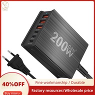 200W 6-Port Charging Station Hub Fast Compact GaN Desktop Charger Power Adapter USB C Fast Charger f