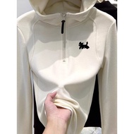 sweatshirt cotton half zipper sweatshirt Hooded Sweatshirt Women's - Half-Zipper German Velvet for A