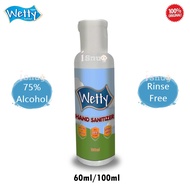 Wetty Hand Sanitizer Sanitiser 60ml / 100ml (75% alcohol)