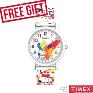 [Official Warranty] Timex TMTW2V77600JQ Women's Timex x Peanuts Rainbow Paint Silicone Watch