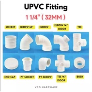 UPVC Pipe Fittings White 32mm 1 1/4" UPVC Pipe Connector UPVC Elbow 32mm 1 1/4" UPVC Tee End Cap