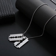 Hip hop style razor blade men's necklace