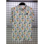 Gfore golf shirt with outstanding stone flower pattern, sharp embroidered logo