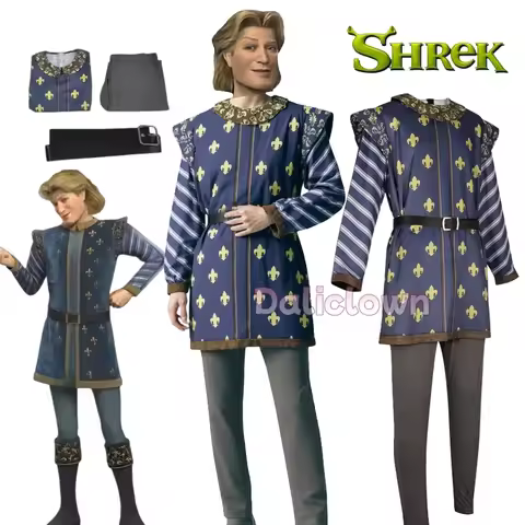 Monster Shrek Prince Charming Costume Adult Men Women Shrek Cosplay Outfit Uniform Suit Carnival Par