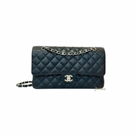 CHANEL包包 黑色荔枝皮銀釦CF 25口蓋包