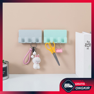 Gratis Ongkir - Gantungan Holder Dinding Tempel / Gantungan 4 Hook Multifungsi / Holder Tempat Kunci